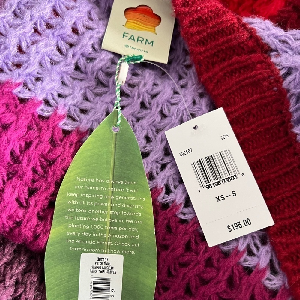 FARM RIO Patch Twirl Oversized Puff-Sleeve Cardigan - Picture 5 of 15
